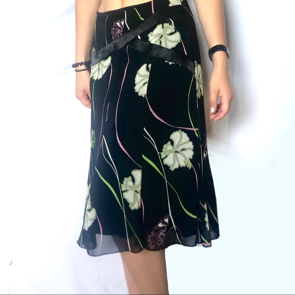 flowy floral midi skirt y2k